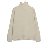 Frauen Rollkragenpullover Damen Pullover Chic Herbst und Winter Damengestrickte Tops0 fit (Color : Beige, Size : One size)