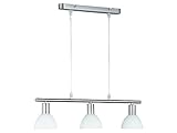 Balken Pendelleuchte, dimmbare LED Hängelampe 3 flammig Glas Lampenschirme Weiß Ø 11cm, 61cm b