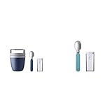 Mepal – Set Lunchpot Ellipse + faltbarer Löffel Ellipse – Nordic denim & 107645592400 Faltbarer Löffel Ellipse Nordic green – wiederverwendbar – Besteck für unterwegs- E