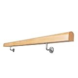 XJHOME Treppengeländer aus massivem Holz, Treppengeländer, Treppengeländer für drinnen und draußen, Korridor, Dachboden, rutschfest, Sicherheitshandlauf mit Edelstahlhalterungen, Set (Größe: 400 cm)