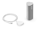 Sonos Roam + kabelloses Ladegerät, weiß – Wasserdichter WLAN & Bluetooth Lautsprecher mit Alexa Sprachsteuerung, Google Assistant und AirPlay 2 – Outdoor Musikbox mit Akku für Musikstreaming