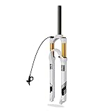 26 27,5 29 Zoll Forks MTB Fahrradgabel,Zugstufeneinstellung Air Mountainbike Federgabel Drahtsteuergabel 1-1/8' (Color : White, Size : 27.5inch)