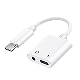 USB C Adapter Kabel auf Klinke Audio 3.5 mm Handy Smartphone 2 in 1 Kopfhörer 4k Weiss Typ C Handy Musik Samsung Galaxy S9 S10 S20 S21 Note Plus A52 A72 S20e Verbindung Huawei P40 Tablet Xiaomi R