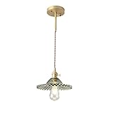 WGFGXQ Kleine Nachttisch Glas Kronleuchter Licht,Moderne Kupfer Pendelleuchten E27 Mini Deckenleuchten Leuchten Für Küche Bar Flur Home Wohnzimmer-Hellblauer Lampenschirm 21 * 19