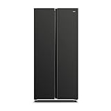 CHiQ Luftgekühlter Side-by-Side-Kühlschrank, 430 Liter, schwarzer Stahl, Energieklasse F, kompakte Größe fü