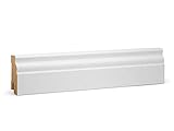Vorteilspack KGM Hamburger Sockelleiste ECO Altberliner Profil – Weiß folierte MDF Fußbodenleiste Kurzlänge – Maße: 2200 x 19 x 60 mm – 10 Stück