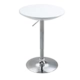 HOMCOM Bartisch moderner Esstisch Schreibtisch Höhenverstellung Metall ABS-Lackierung Weiß Ø61 x 76-97