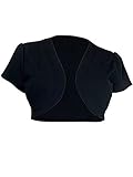 YILEEGOO Bolero-Strickjacke, vorne offen, Gr. S-3XL, Schwarzes kurzärmliges Schwarz, M