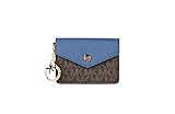Michael Kors Kala Keychain Card Case Brown MK Signature PVC Dark Chambray B