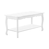 [en.casa] Couchtisch Weiß Lackiert im Shabby Chic Stil 88x40x42cm Beistelltisch Wohnzimmertisch Sofatisch T