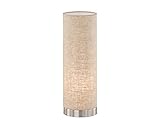 Designklassiker Tischlampe Ø 12cm mit Lampenschirm Zylinder Stoff Beige & dimmbarer LED