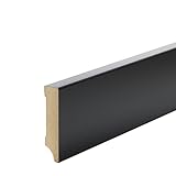 Schwarze Sockelleisten Weimar Profil MDF Folie 60/80/100/120mm [SPARPAKET] Farbe 80mm, Größe 5 Stück / 11,5