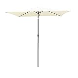 FLAME&SHADE 2 x 3m Rechteckig Rechteckig Outdoor Marktgarten Sonnenschirm Patio Tischschirm mit Neige und Kurbel,Elfenb