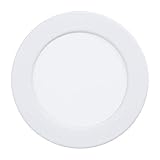 EGLO LED Einbaustrahler Fueva 5, Ø 11,7 cm, LED Spot aus Stahl und einer Kunststoff Leuchtfläche, LED Einbauleuchte in Weiß, Einbaustrahler LED flach, geringe Einbautiefe 26 mm, warmweiß