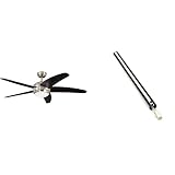 132 cm Deckenventilator Bendan 72557 mit Einzelleuchte und fünf Flügeln, Ausführung in seidenmattem Chrom mit Opalmilchglas & Verlängerungstange Metall, gebürstetes nickel, 46 x 2.18 x 2.18