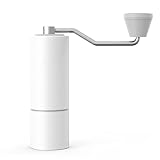 XDYNJYNL Modern Manuelle Kaffeemühle Aluminium + Edelstahl Hand Kurbel Kaffeebohne Mühle Portable Outdoor Reise Mühle Geeignet for Home Office Business Trip (Schwarz) Geschenk (Color : Weiß)