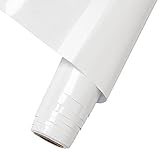 Jiubiaz Klebefolie Möbelfolie Folie Selbstklebend Küchenfronten Tischfolie Marmor Klebefolie Küchenschränke Dekorfolie Wasserfest DIY Dekoration Aufkleber für Möbel Wand Tisch Zimmer 61*500 cm Weiß