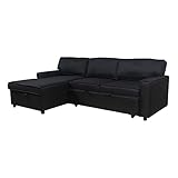 HAZYJT Schlafsofa, Klappsofa, 3 Sitzer L-Form Modernes Stoffsofa, 231 cm Schlafzimmer Wohnzimmer Bettsofa, Sofa mit Schlaffunktion, Sofagarnitur, Schw