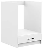 ADGO Oliwia Küchenschrank Küchenofenschrank, Standschrank, Unterschrank, Einbauküchenschrank, Schwarze Griffe, Weiß (S60KU)