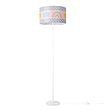 Paco Home Lampe Kinderzimmer Kinderlampe Babyzimmer Stehlampe Standleuchte E27 Regenbogen Sonne Wolken Rosa Grau Weiß, Lampenart: Stehleuchte - Weiß, Leuchten Farbe/Größe: Mehrfarbig (Ø38 cm)