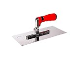 ASKON Glättekelle 2K Vario Top - Traufel - Glättescheibe - Glättekelle rostfrei, mit verstellbarem 2K–Softgriff, Aluminiumstütze, Blattstärke 0,7 mm - 280 x 130
