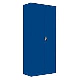 Flügeltürenschrank komplett montiert Blau Metallschrank abschließbar Lagerschrank Aktenschrank Büröschrank Werkzeugschrank 4 Fachböden/4,5 OH/Maße: 1800x800x380mm 530333
