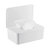 YOUYIKE® Feuchttücher Box, 18.5 x 12.2 x 7cm Toilettenpapier Box mit Deckel, Tissue Box, Taschentuchbox Aus Kunststoff, Tücherbox, Baby Feuchttücherbox, Taschentuchhalter für Zuhause Büro Auto (Weiß)