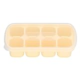 Luvitory 8 Gitter Einfache Eiswürfelschale mit Deckel Lebensmittelqualität Haushaltssilikon Eiswürfel Form Obstkiste Aufbewahrungsbox Küchenutensilien(Gelb)