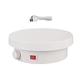 F Fityle Elektrisch motorisierter, um 360° drehbarer Ausstellungsstand, Batterie-/USB-Netzteil, Drehkabinen-Show-Halter für digitale Produktvideo-Drehtaschen, Weiß