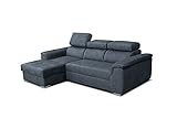 Robin Silver Ecksofa mit Schlaffunktion, Schlafsofa mit Bettkasten, Freistehendes Eckcouch in L-Form, verstellbare Rückenlehne, Polstergarnitur Sofa (Ecksofa Links, Marvel 7 - Gray)