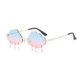 Damen Sonnenbrille, 1 Stück Metall Vintage Randlose Sonnenbrille, Unregelmäßige Brille, Party Brille, Wolke Sonnenbrille Randlose, Blitz Quaste für Frauen Getönte Brille, für Party Frauen M