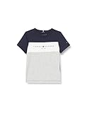 Tommy Hilfiger Jungen Essential Colorblock Tee S/S T-Shirts, Hellgrau meliert/Farbblock, 10 J