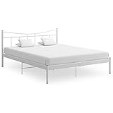 vidaXL Sperrholz Bettgestell Bett Metallbett Doppelbett Schlafzimmerbett Bettrahmen Lattenrost Schlafzimmermöbel Weiß Metall 140x200