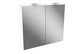 FACKELMANN LED Spiegelschrank Lima/Badschrank mit Soft-Close-System/Maße (B x H x T): ca. 80 x 73 x 15,5 cm/Möbel fürs WC oder Badezimmer/Korpus: Weiß/Front: Weiß/Spieg