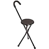 NBLD Gehstock mit Sitz, tragbarer, höhenverstellbarer Gehstock, klappbarer Aluminium-Gehstocksitz, Gehstock für Männer/Frauen, Schwarz_72-84cm (Schwarz 72)