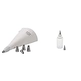 Kaiser La Forme Plus Spritzbeutel Set 7-teilig, wiederverwendbarer Spritzbeutel groß mit Tüllen, Adapter, 5 Spritztüllen & Kaiser Inspiration Spritzflasche mit 2 Edelstahl-Tüllen, Quetschflasche 75
