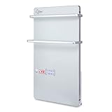 SUNTEC Glas Panel Heizung | Elektrische Badheizung für Räume bis 25 m2 | 2 Handtuchhalter | Wandmontage | LCD-Display | 2 Heizstufen (900/1800 Watt) | Heat Supreme 2000 G