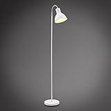 B.K.Licht I schwenkbare Stehlampe I Vintage und Industrial Stil I E27 I 1-flammig I Retro Metall-Stehleuchte I Weiß - Chrom I Höhe: 145cm I ohne L