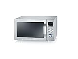SEVERIN MW 7751 2-in-1 Mikrowelle (800 W, mit Grillfunktion, Inklusive Grillrost und Drehteller, Ø 24,5cm, Be-Silent-Funktion) edelstahl/schw