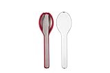 Mepal 105760074500 To Go Set Ellipse 3-teilig Nordic red – Besteck für unterwegs. Bestehend aus Messer, Gabel und Löffel, in rote Kunststoffhülle, pp/