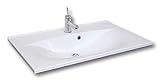FACKELMANN Waschbecken CAPRI / Waschtisch aus Gussmarmor / Maße (B x H x T): ca. 80 x 14,5 x 50 cm / Einbauwaschbecken / hochwertiges Becken fürs Badezimmer und WC / Farbe: Weiß / Breite: 80