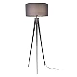 lux.pro Stehleuchte Faro 153cm Stehlampe 1xE27 Standleuchte 3-Fuß-Leuchte Stand Lampe max. 60W Metall Stoffschirm Dunkelg