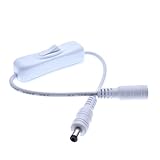 MAYALI 304 Abschaltung mit weiblichem Stromkabel 5.5x2.1mm Dc Connector Schalter 5V 12V 24V Kompatibel mit CCTV LED Lichtleiste (Color : Weiß)