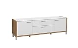expendio TV-Lowboard Felix 1 weiß Catania Eiche 186x60x53 cm TV-Board Lowboard TV- Schrank TV-Möbel Wohnzimmer Fernsehmöb