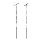 Stäbchen Durchzieher Ohrringe Silber 925 60cm Lange Ketten Hängend Stern Stecker Pull Through Einfädler Durchziehohrringe Ohrhänger Ear Threader Earring