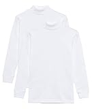 Thermo-Unterhemd für Kinder, mittlerer Kragen, halbhoher Hals, für Kinder, lange Ärmel, einfarbig 2 T-Shirts., Weiß 2 J