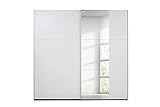 Rauch Möbel Santiago Schrank Schwebetürenschrank Weiß mit Spiegel 2-türig inkl. Zubehörpaket Basic 2 Einlegeböden, 2 Kleiderstangen, BxHxT 218x210x59