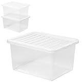 3x Aufbewahrungsbox mit Deckel 37 Liter - lebensmittelecht - 49x39x27cm - transparent - stapelb