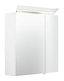 emotion Spiegelschrank 60cm inkl. Design LED-Lampe und Glasböden Weiss Hochg