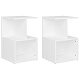 Susany Nachttisch 2er Set, Nachtschrank mit offenen Fächern, Nachtkommode Nachtkonsole Bedside Table Weiß 35x35x55